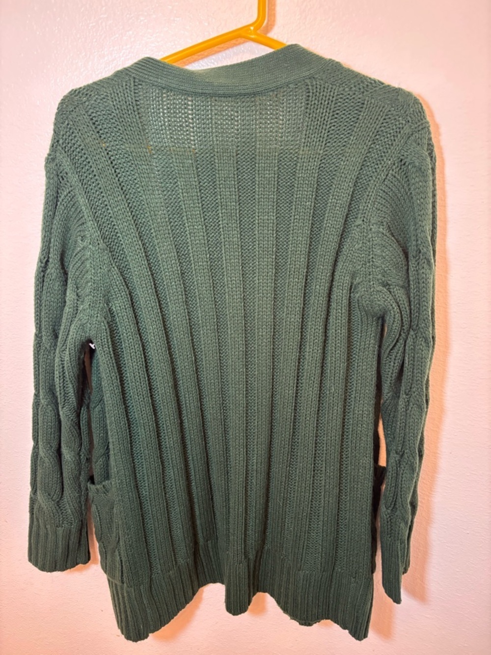 Olive green Cable Knit Button-Down thick Sweater Cardigan - Picture 8 of 8